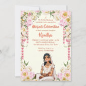 Invitation Mehndi mariage indien mariée mignonne en rose (Devant)