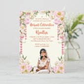 Invitation Mehndi mariage indien mariée mignonne en rose (Debout devant)