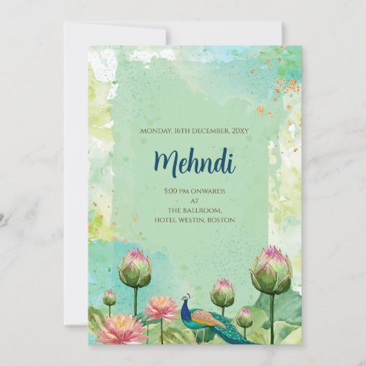 Invitation Mehndi pour mariage indien numérique (Devant)