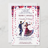 Invitation Mehndi Sangeet mariage indien aquarelle moderne (Devant)