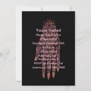 Invitation Mehndi Tattoo Art Black Design Party