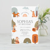 Invitation Meilleur animal illustré de la Forêt de renard pre (Debout devant)