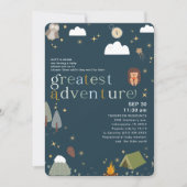 Invitation Meilleur Baby shower bleu marine Adventure Boy (Devant)