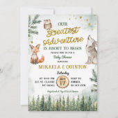 Invitation Meilleur Baby shower de co-Ed Forêt Animale Aventu (Devant)