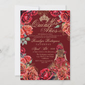 Invitation Meilleur Chic Quinceanera - Rouge Rose Or (Devant)