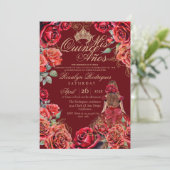 Invitation Meilleur Chic Quinceanera - Rouge Rose Or (Debout devant)