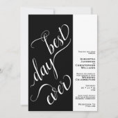 Invitation Meilleur Jour Jamais Minimal 2 Volets Mariage noir (Devant)