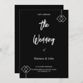 Invitation Meilleur mariage blanc et noir simple (Devant / Derrière)