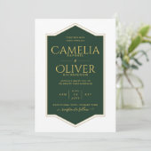 Invitation Meilleur Mariage Emerald Green Gold MONOCHROME (Debout devant)