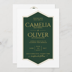 Invitation Meilleur Mariage Emerald Green Gold MONOCHROME
