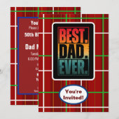 Invitation Meilleur papa jamais vérifier Plaid Anniversaire É (Devant / Derrière)