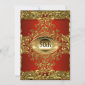 Invitation Meilleure 50ème Gold Burgundy Anniversaire (Devant)