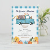 Invitation Meilleure aventure En vichy Baby shower d'automne (Debout devant)