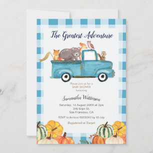 Invitation Meilleure aventure En vichy Baby shower d'automne