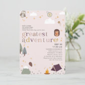 Invitation Meilleure Aventure fille Baby shower rose doux (Debout devant)