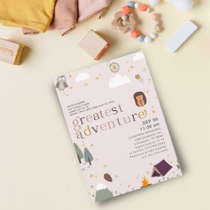 Invitation Meilleure Aventure fille Baby shower rose doux