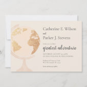 Invitation Meilleure Aventure World Globe Travel Mariage or (Devant)