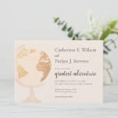 Invitation Meilleure Aventure World Globe Travel Mariage or (Debout devant)