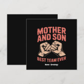 Invitation Meilleure équipe Mère et Fils Joyeux fête des mère (Devant / Derrière)