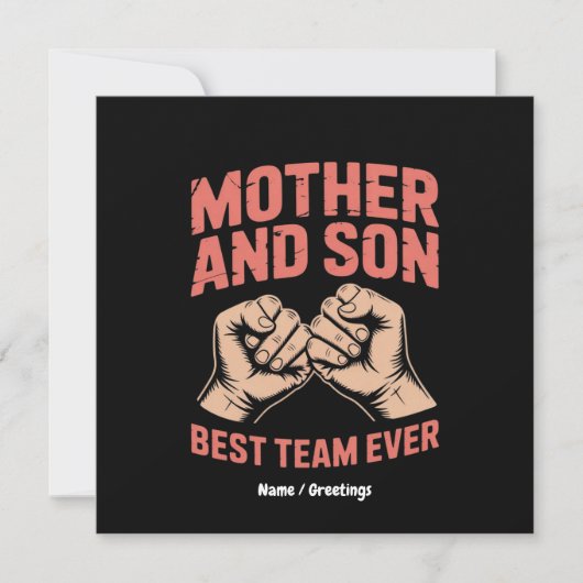 Invitation Meilleure équipe Mère et Fils Joyeux fête des mère (Devant)