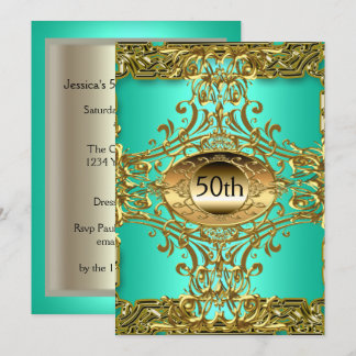 Invitation Meilleure fête d'anniversaire 50ème or sarcelle
