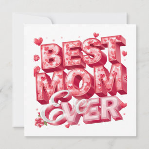 Invitation Meilleure Maman Ever Conception de Coeur 3D Cade