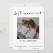 Invitation Meilleure maman Jamais Certificat officiel Fête de (Devant)