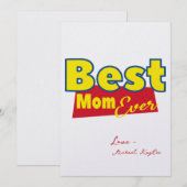 Invitation Meilleure maman Jamais Film Inspiration Mère's Day (Devant / Derrière)