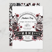Invitation Meilleure maman jamais gothique Fleur sauvage Bada (Devant / Derrière)