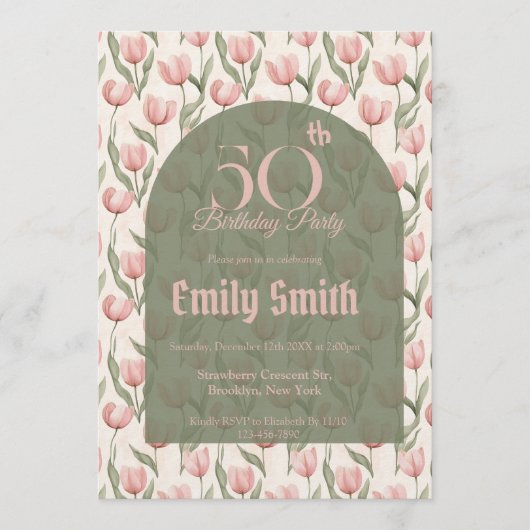 Invitation Meilleure Tulipe Fleurie Son Anniversaire (Devant)