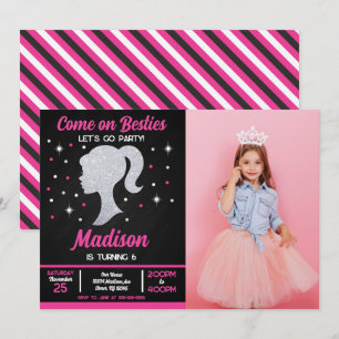 Invitation Meilleures amies de la poupée rose fête de mode ph