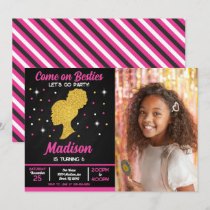 Invitation Meilleures amies de la poupée rose Fête de mode Ph