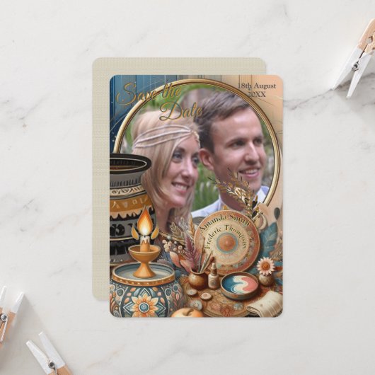 Invitation Mélange bohème de couleurs et de décoration (Devant/Arrière en situation)