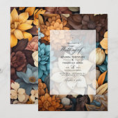 Invitation Mélange Brown Floral Mariage d'hiver (Devant / Derrière)