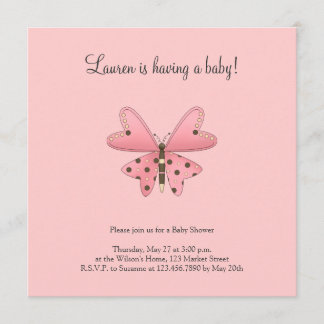 Invitation Mélange comme un bug ・ Papillon rose et Brown