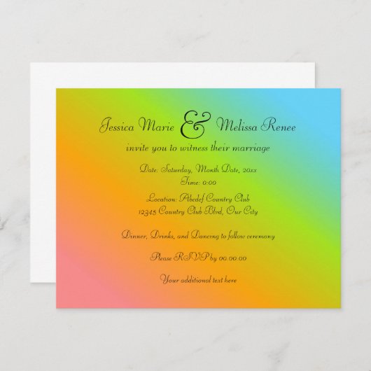 Invitation Mélange d'arc-en-ciel - vous êtes invités (Devant / Derrière)