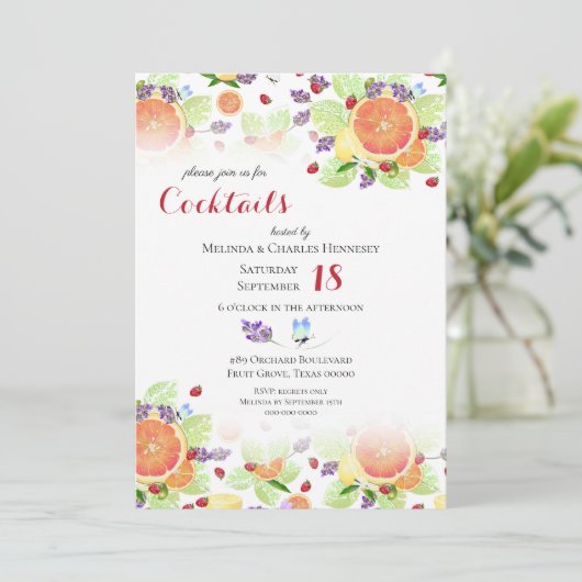 Invitation Mélange de fruits de cocktail de fête (Debout devant)