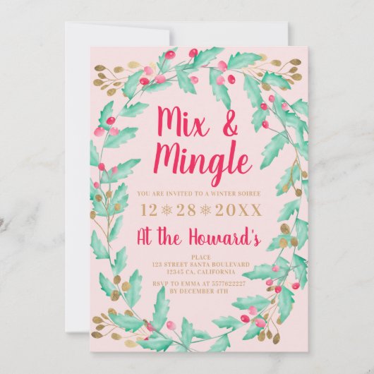 Invitation Mélange de Noël Mix Mingle Mistletoe (Devant)