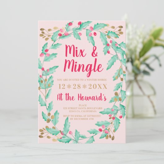 Invitation Mélange de Noël Mix Mingle Mistletoe (Debout devant)