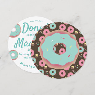 Invitation Mélange de paillettes de donut rose et sarcelle 3D