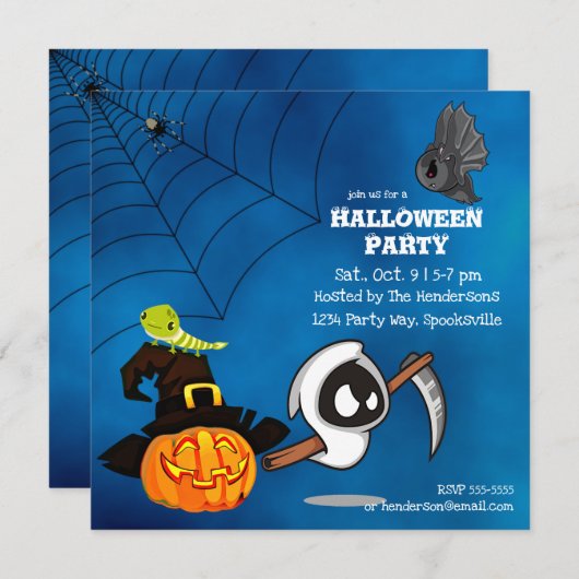 Invitation Mélange faucheuse fantôme et Halloween Jack-o-lant (Devant / Derrière)