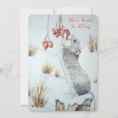 Invitation Mélange souris et baies rouges neige scène Noël (Devant)