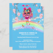 Invitation Melanine arc-en-ciel magique fille imaginaire lumi (Devant / Derrière)