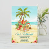 Invitation Mele Kalikimaka Hawaiian Christmas Watercolor (Debout devant)