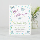 Invitation Mele Kalikimaka Teal Purple Green Doodle Christmas (Debout devant)