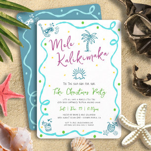 Invitation Mele Kalikimaka Turquoise Violet Vert Gribouillage