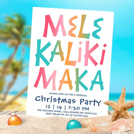 Invitation Mele Kalikimaka Typographie tropicale Noël