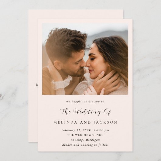 Invitation Melinda Mariage moderne (Devant / Derrière)