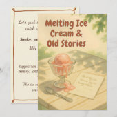 Invitation Melting Ice Cream & Old Stories – Warm Summer card (Devant / Derrière)