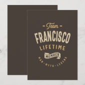 Invitation Membre à vie de l'équipe Francisco avec nom person (Devant / Derrière)